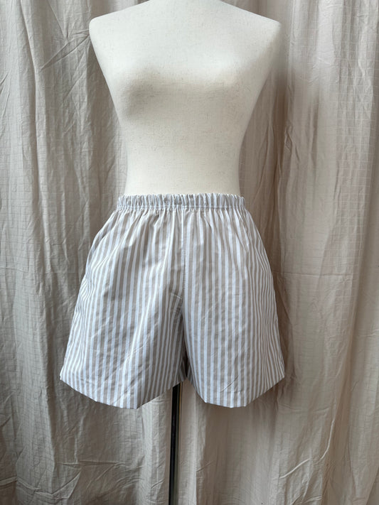 White/Taupe Striped Shorts