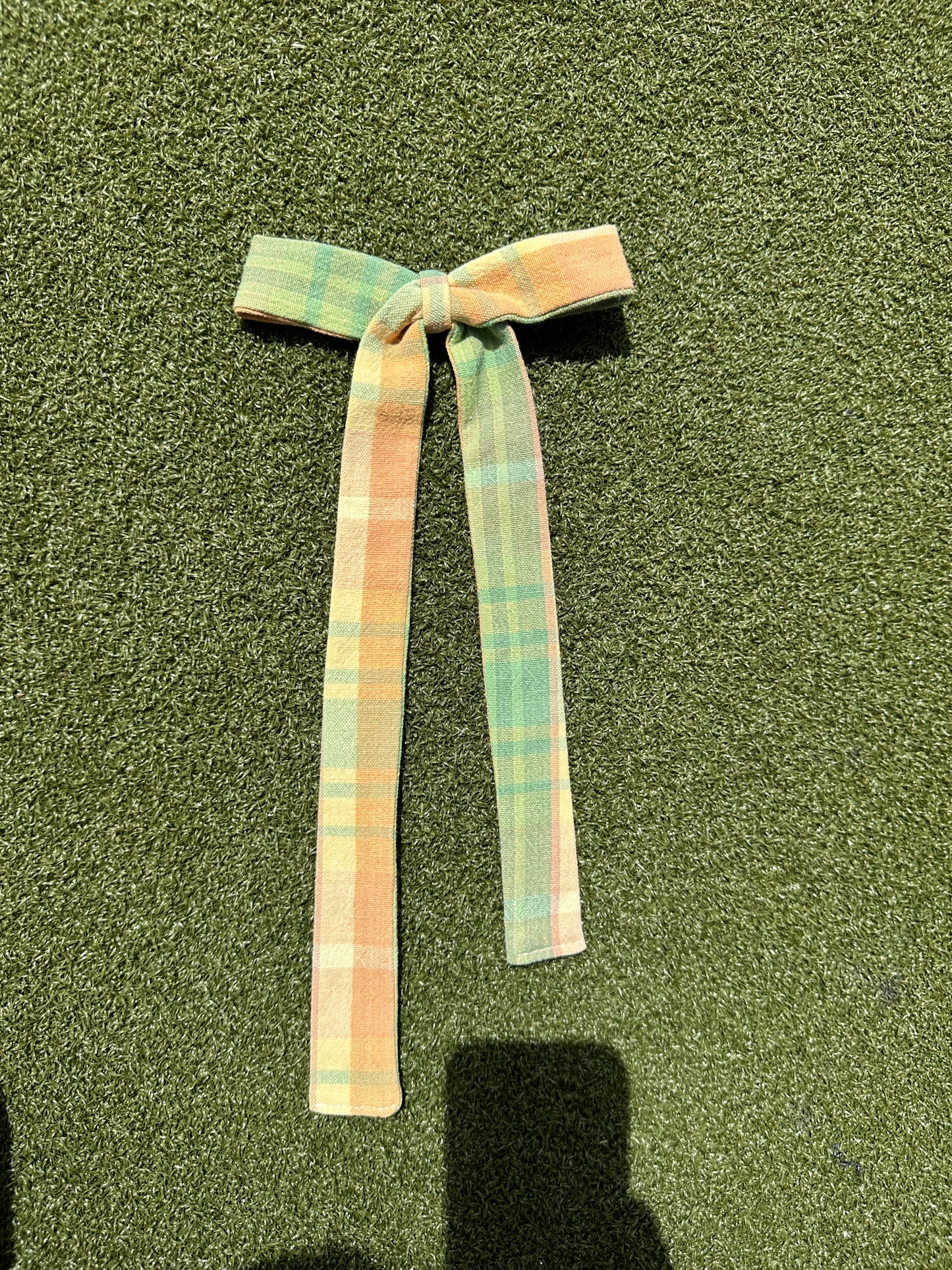 Orange/Green Plaid Bow Clip