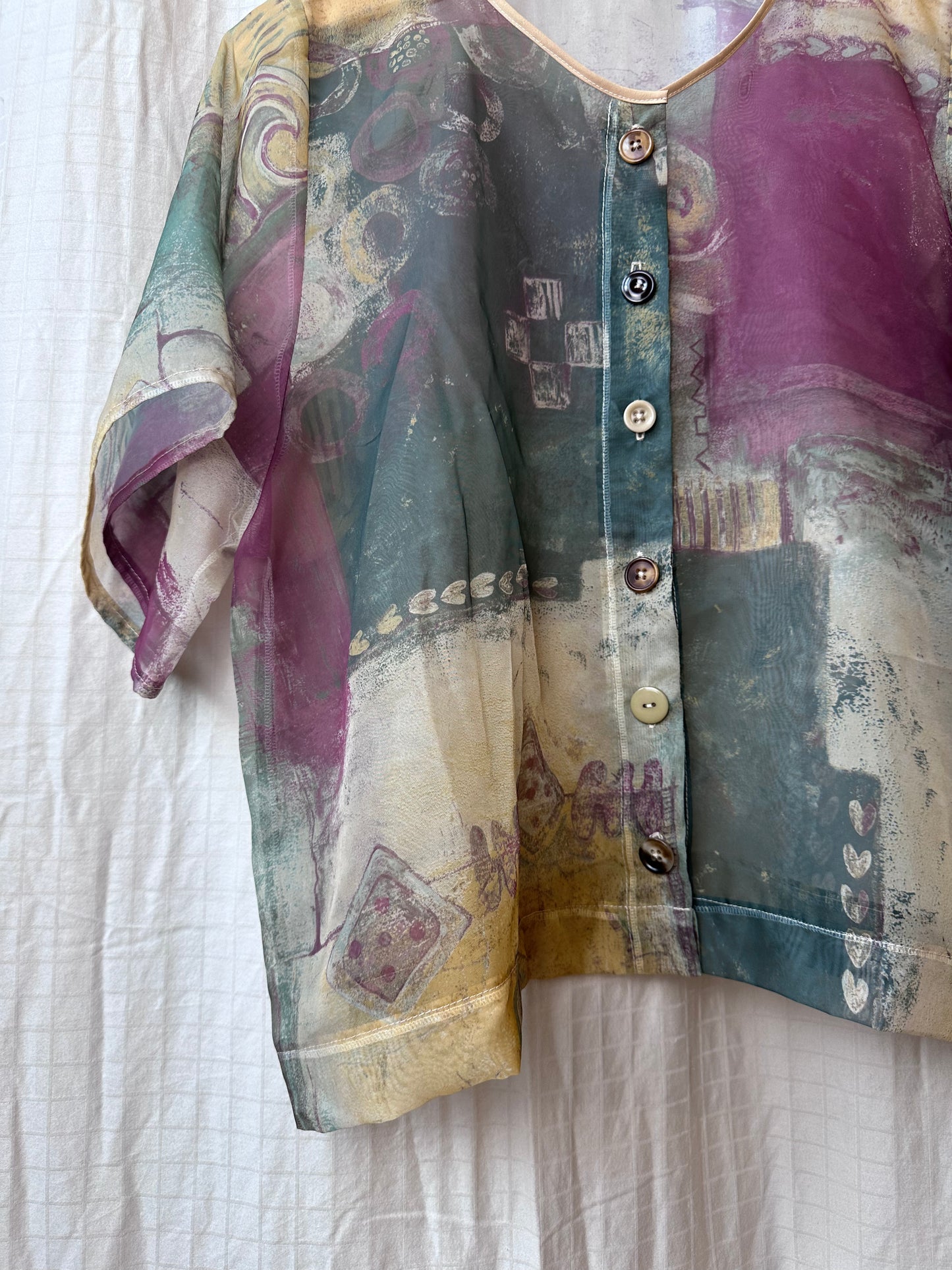 Abstract Sheer Button Up