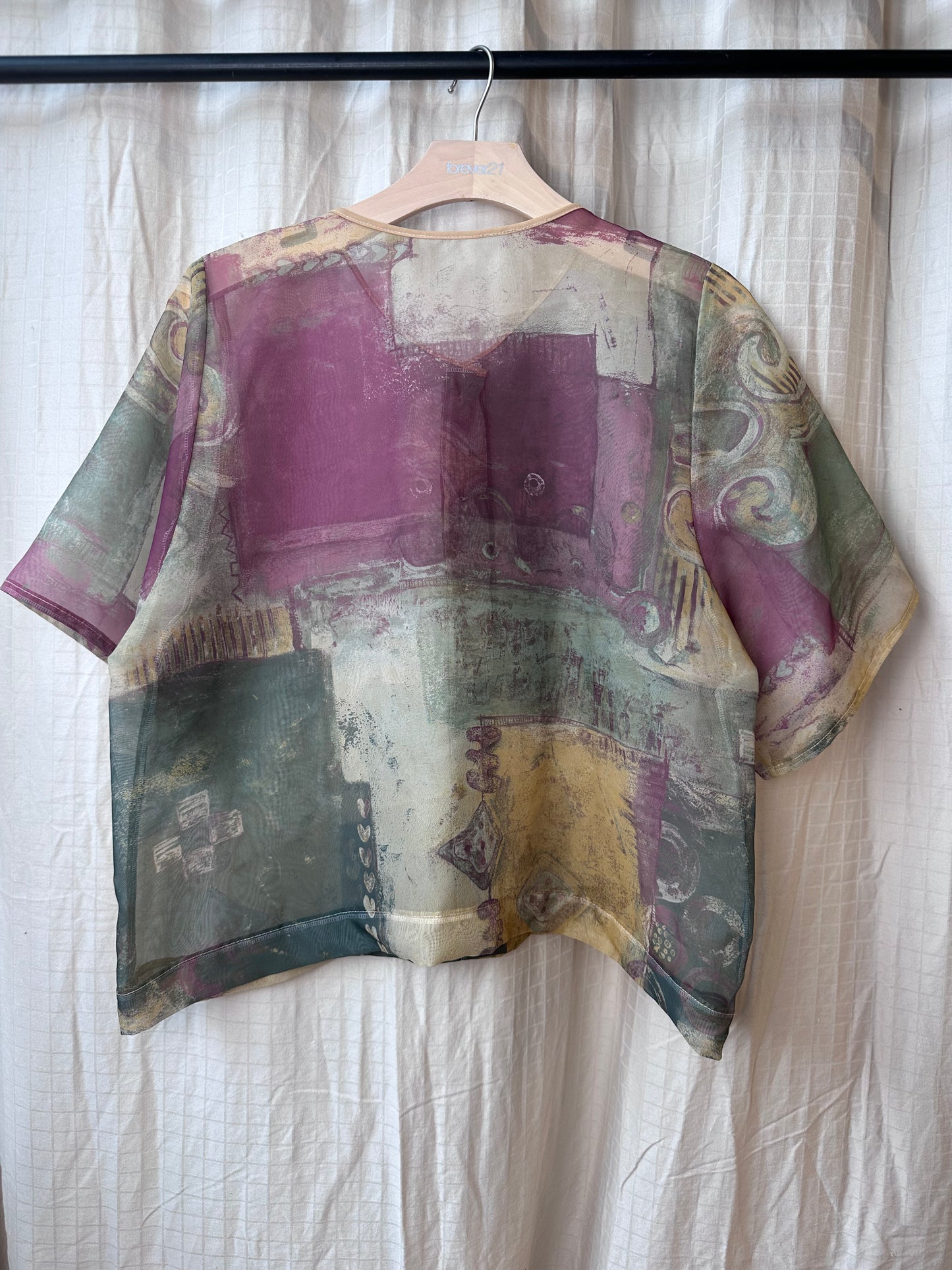 Abstract Sheer Button Up