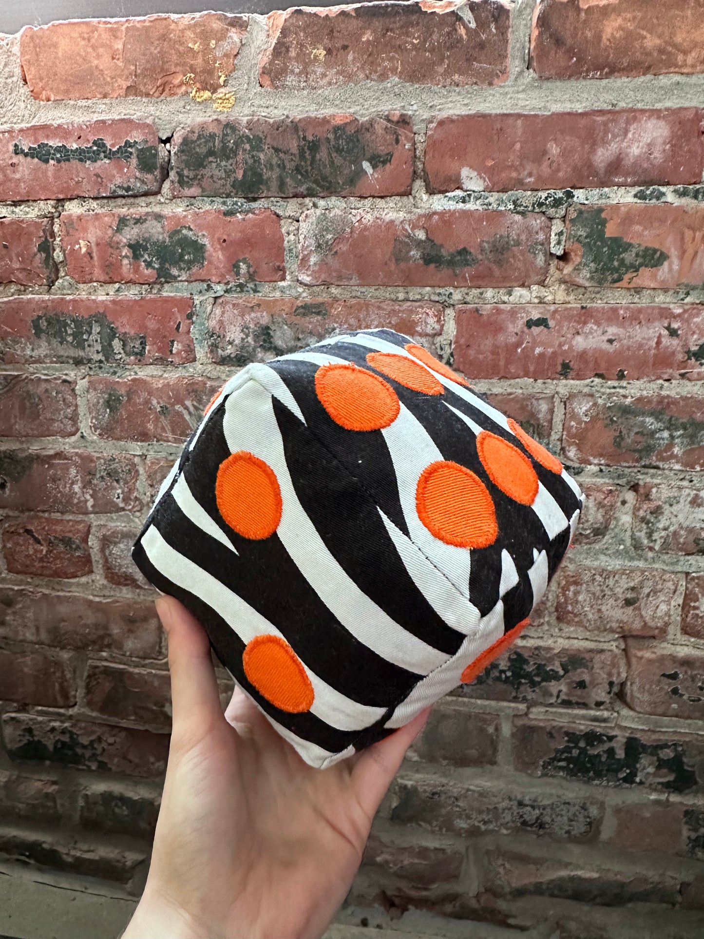 Zebra/Orange Dice Plushie