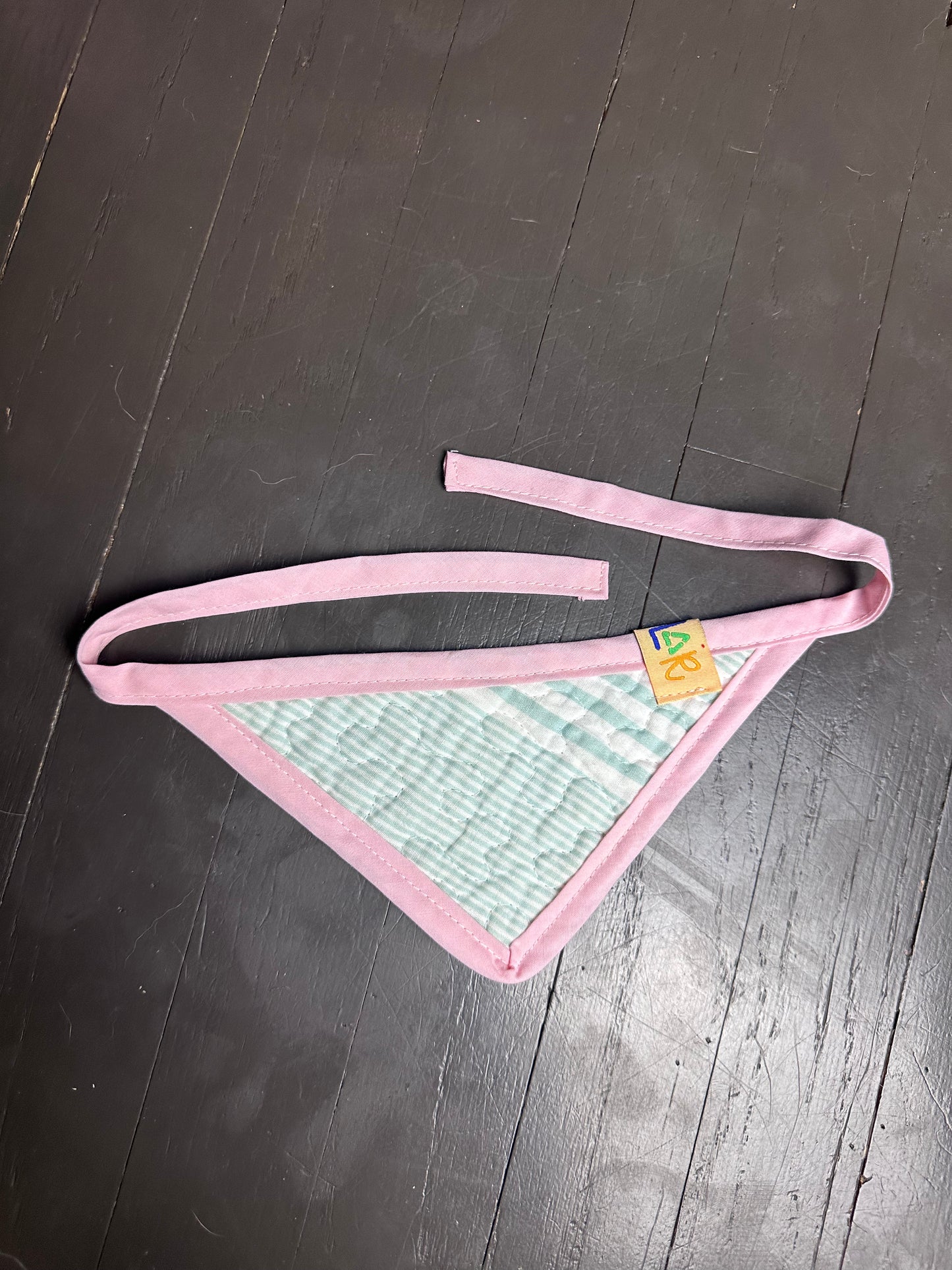 Aqua/Pink Quilted Dog Bandana (XS)