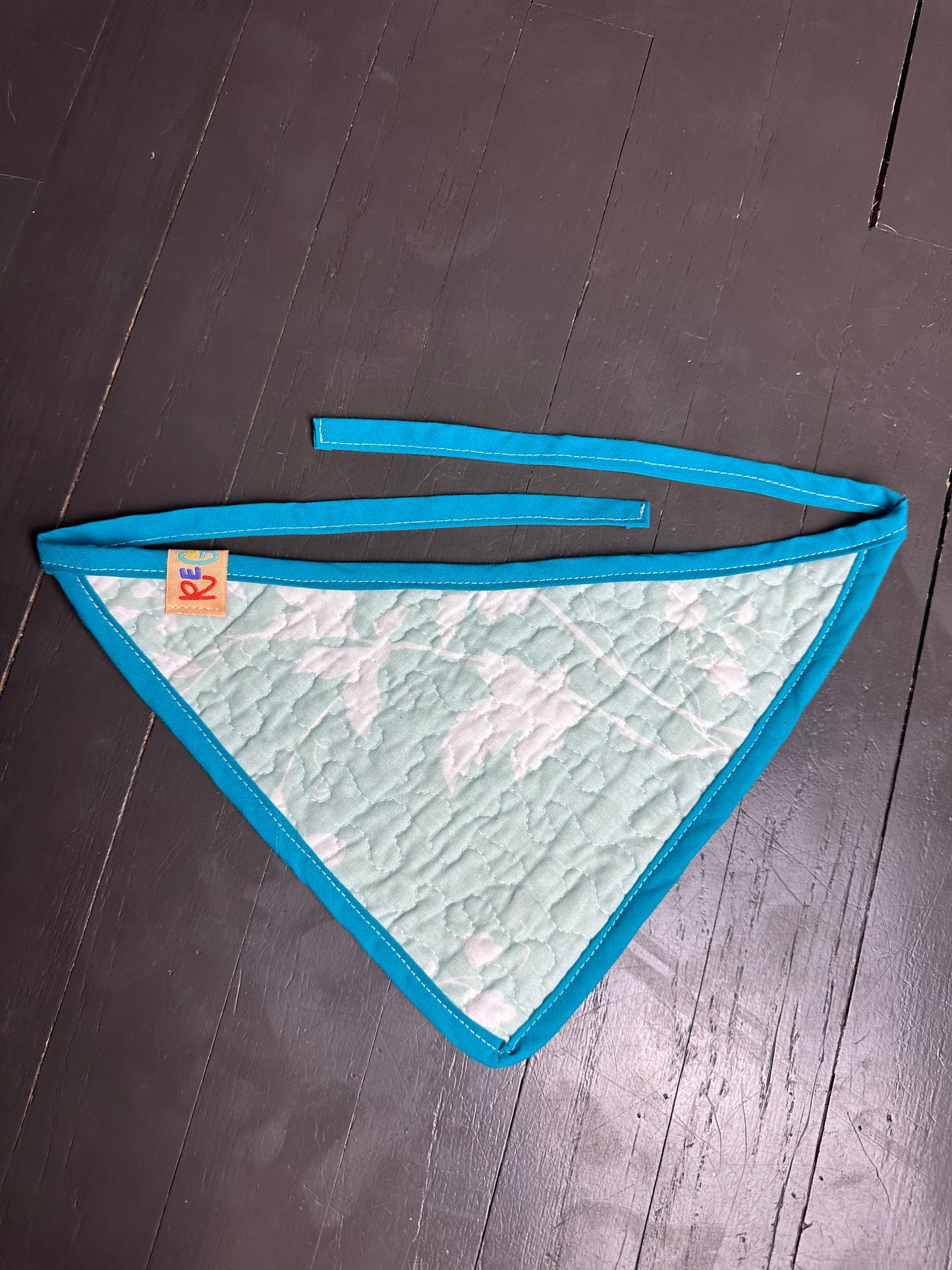 Aqua Quilted Dog Bandana (L)