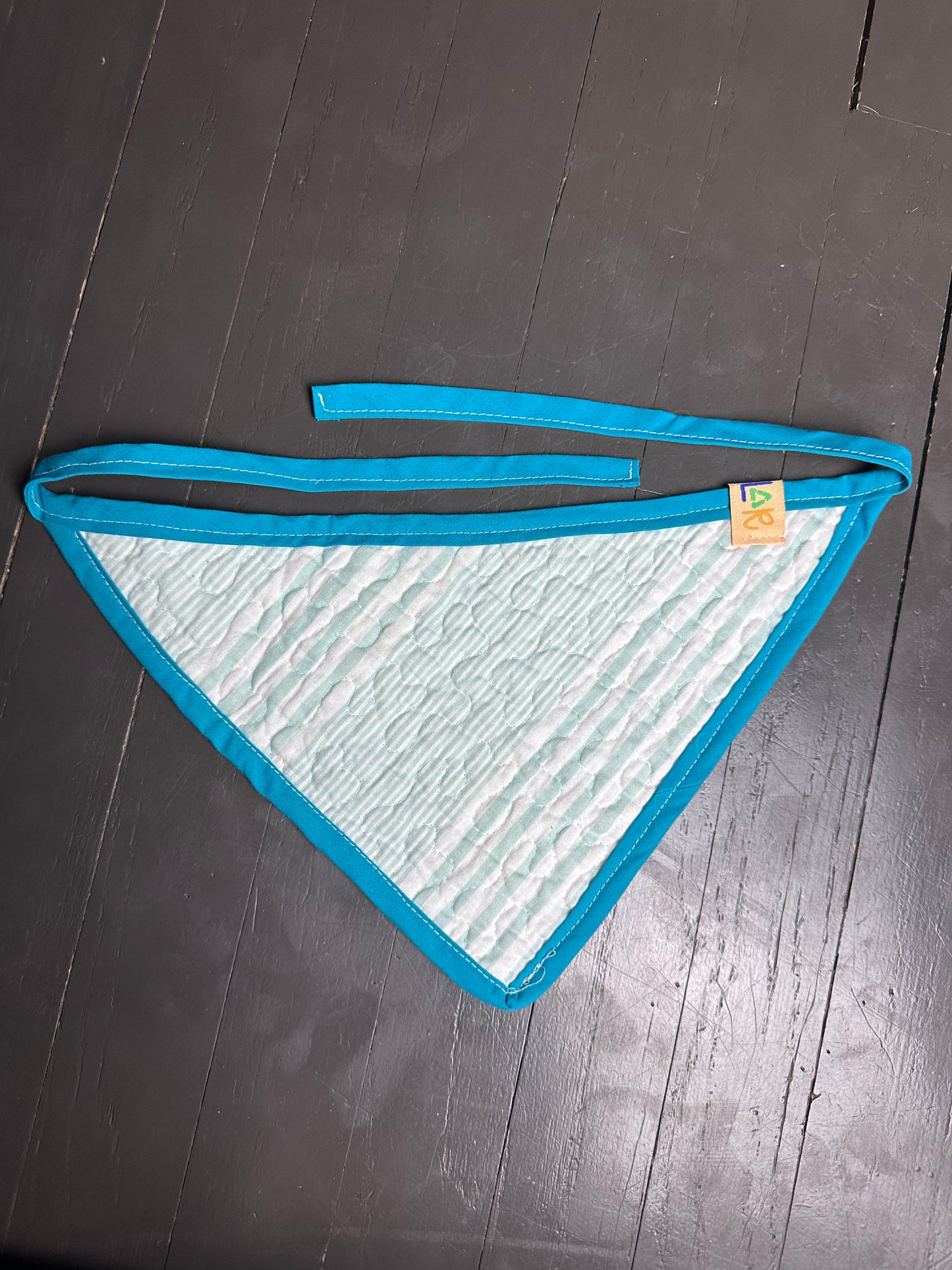 Aqua Quilted Dog Bandana (L)