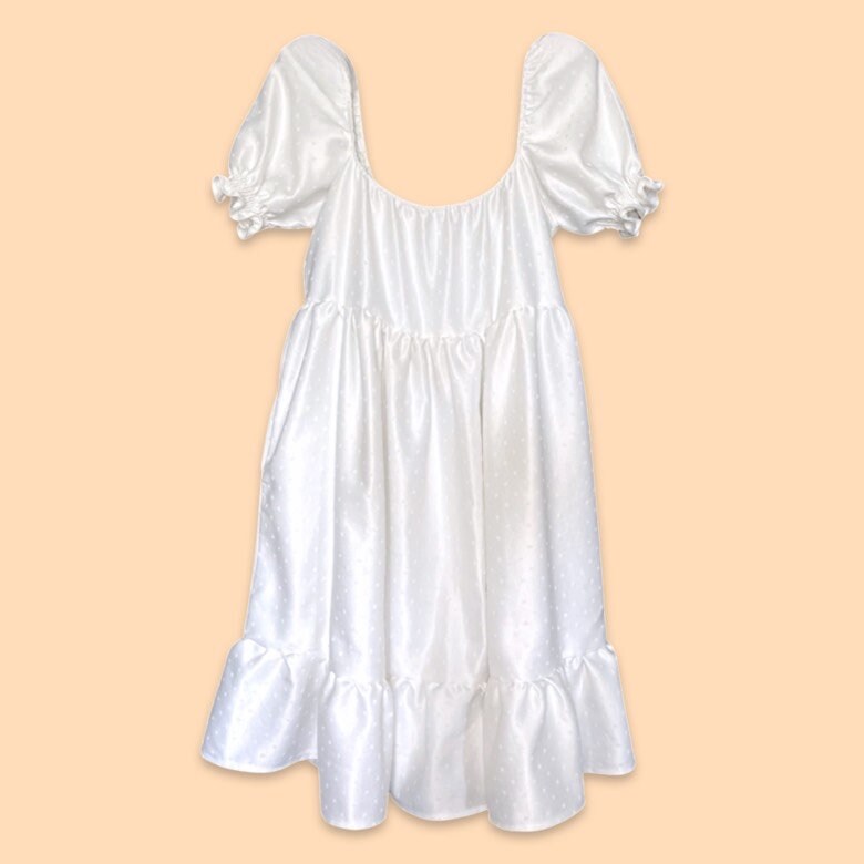 White Satin Babydoll Dress