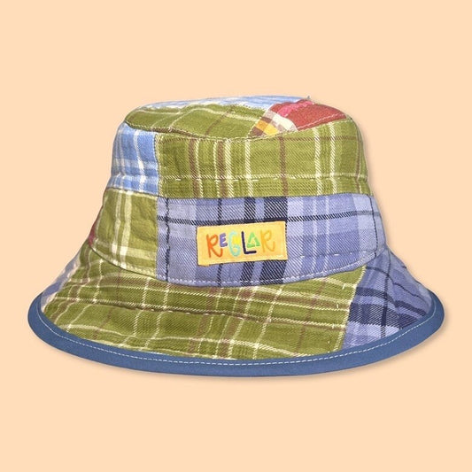 Handmade Plaid Patchwork Quilted Bucket Hat