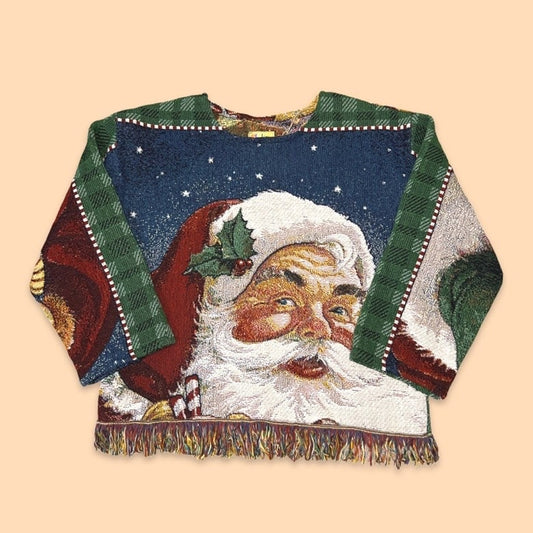 Vintage Santa Blanket Sweater (Medium)