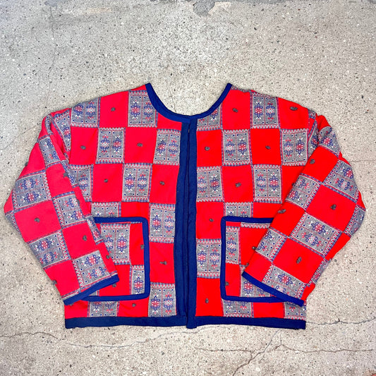 Lightweight Red/Navy Quilted Jacket