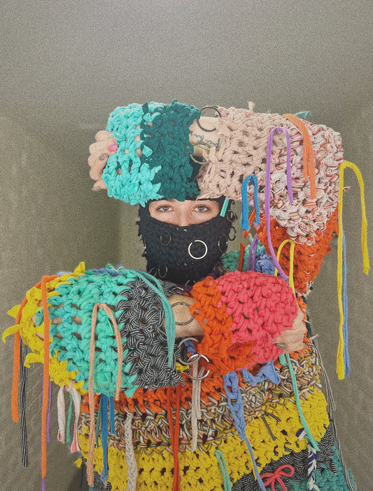 Rainbow Fringe T-shirt Yarn Crochet Sweater