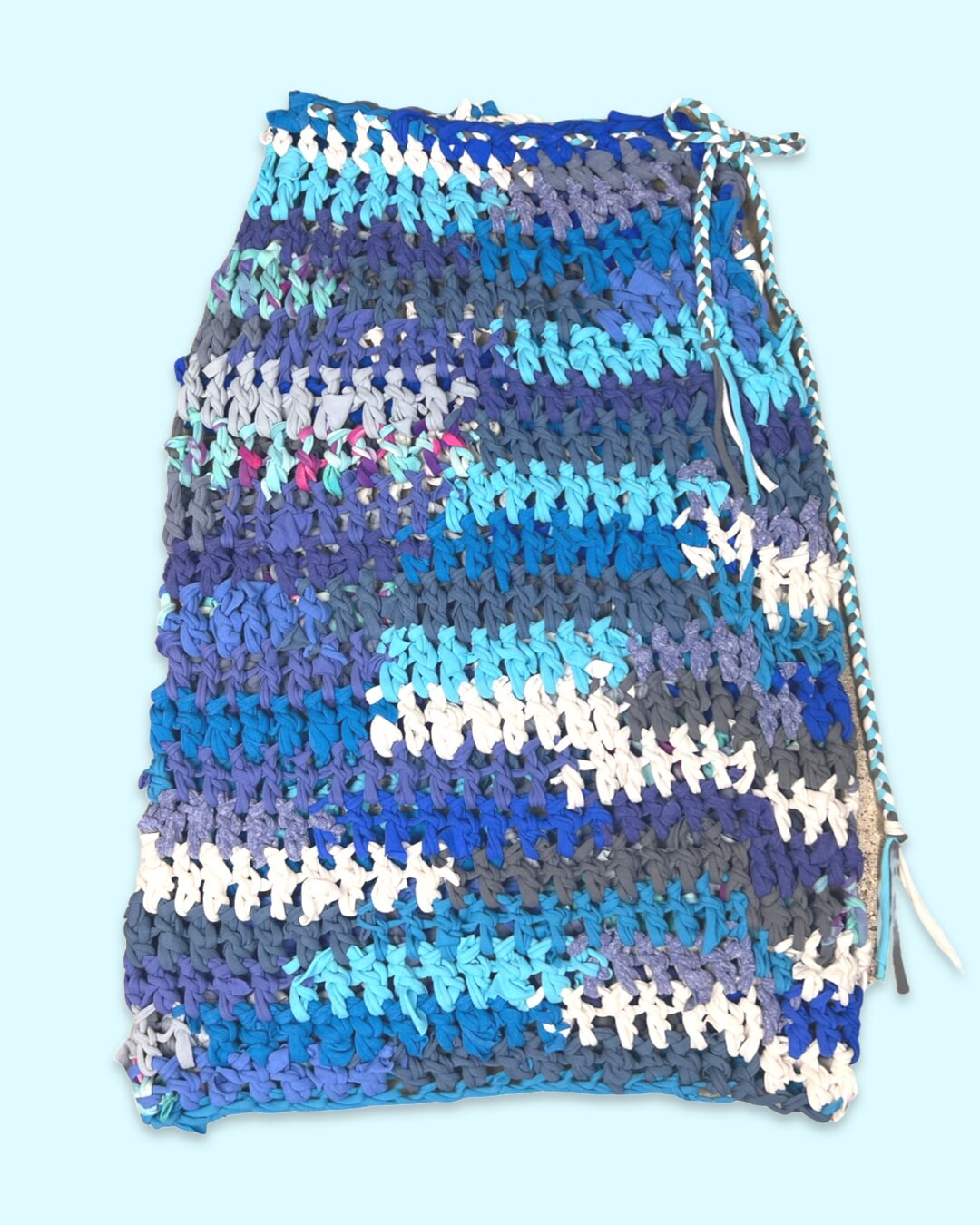 Blue T-shirt Yarn Crochet Maxi Skirt